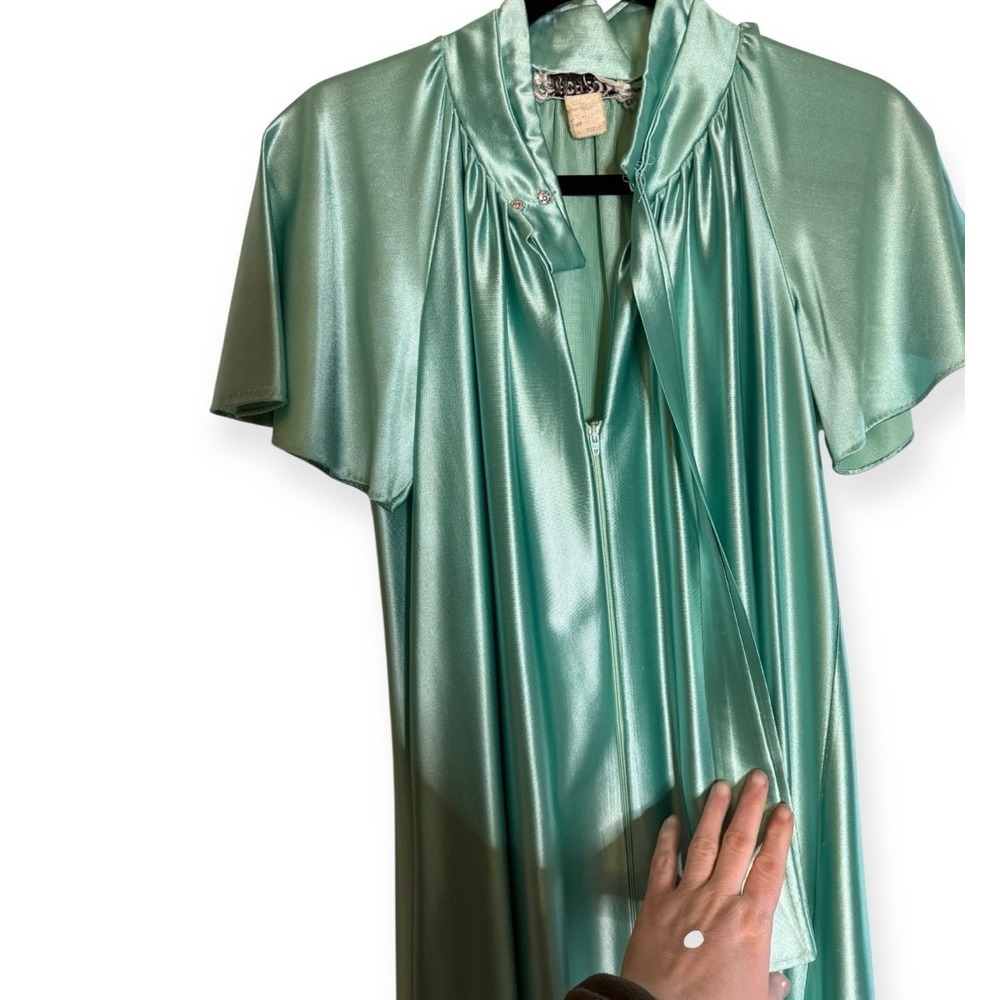 Vintage Long‎ Nightgown "Circa 2000" Color Aqua Sz Small USA Sexy Elegant Gown - Picture 4 of 8
